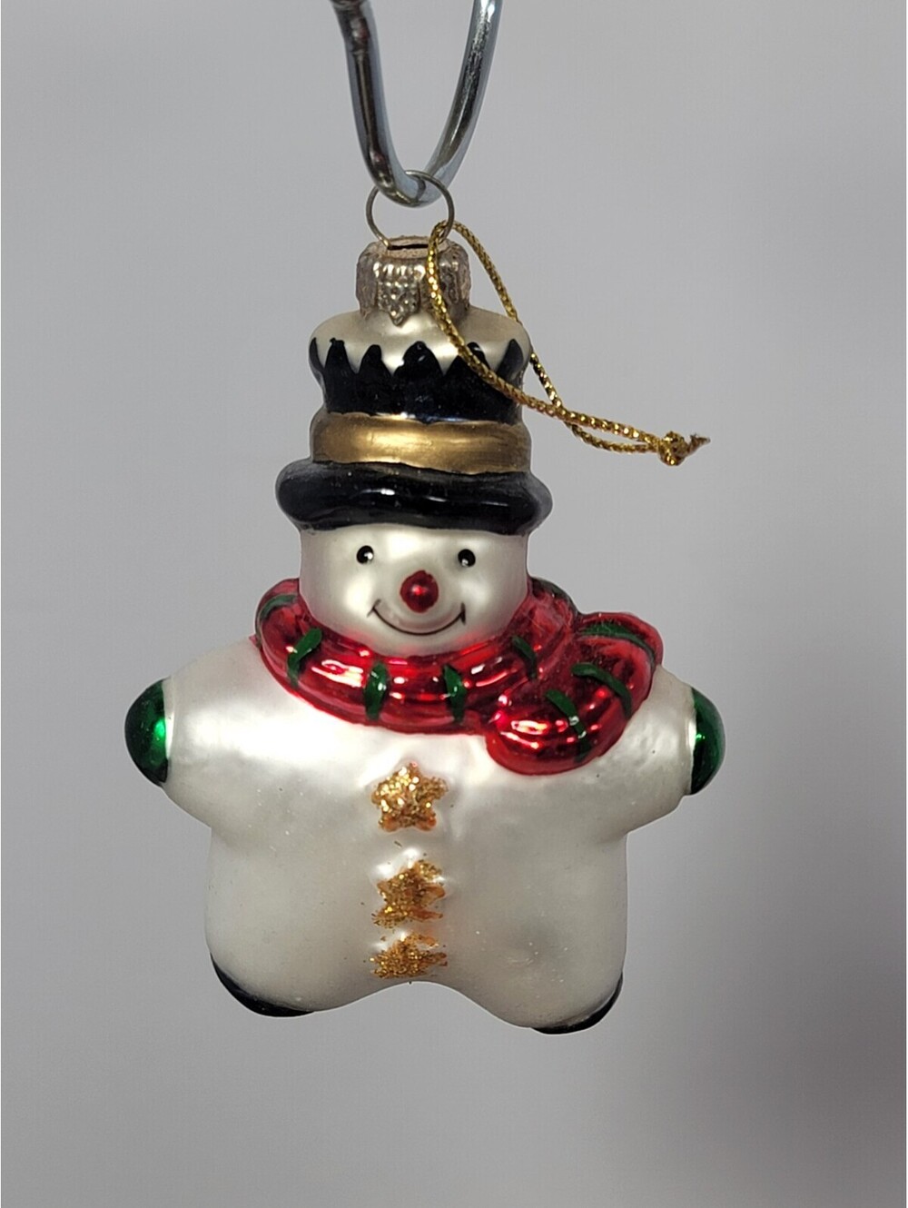 Thomas Pacconi Blown Glass Snowman With Stars Christmas Ornament Museum Series